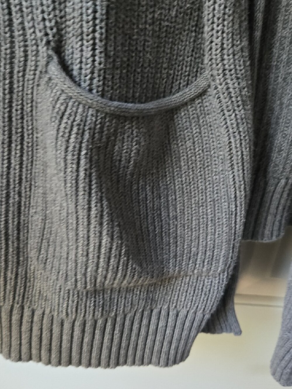 Universal Thread Gray Ribbed Open-Front Cardigan with Pockets- Plus Size - Picture 5 of 11